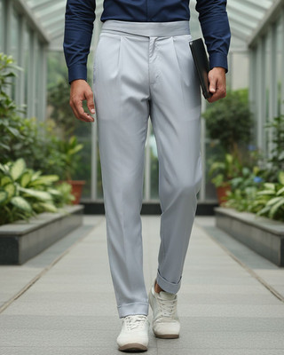 BEWAKOOF Regular Fit Men Grey Trousers
