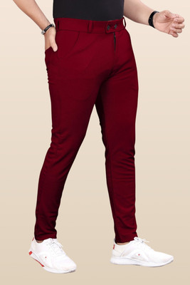 GIBBONTE Slim Fit Men Maroon Trousers