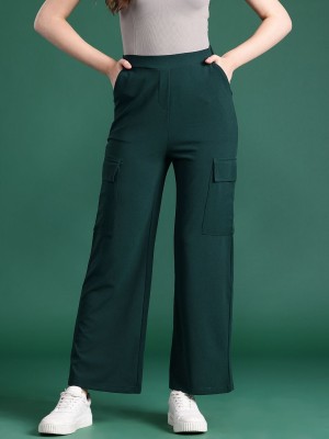 Dressberry Regular Fit Women Green Trousers