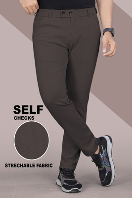 INDICLUB Regular Fit Men Brown Trousers