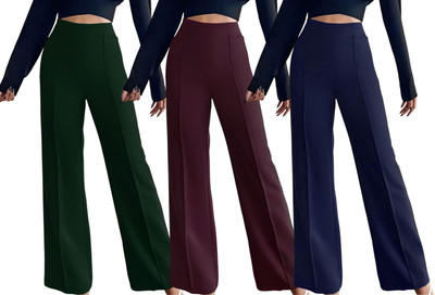 Kasendra Regular Fit Women Green, Maroon, Blue Trousers