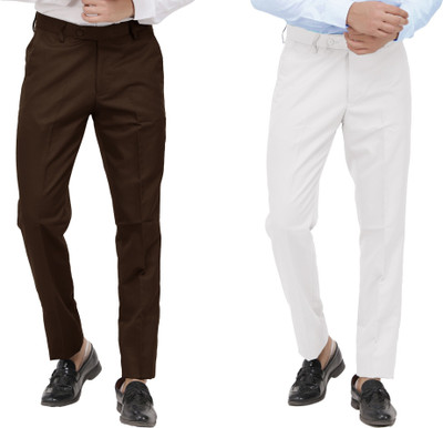 Kavita Fasion Regular Fit Men Brown, White Trousers