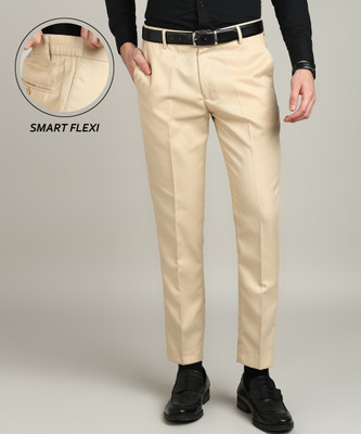 PROVOGUE Slim Fit Men Cream Trousers