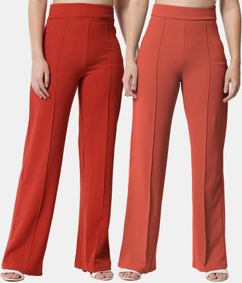 KOTTY Regular Fit Women Orange, Red Trousers