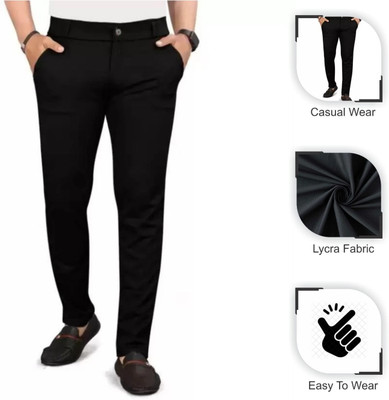 lapataclub Slim Fit Men Black Trousers