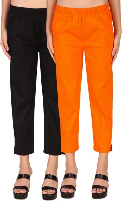 Nael Fashion Regular Fit Women Black, Orange Trousers