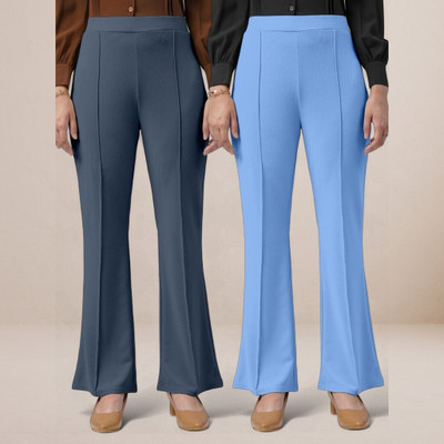 nitafashion Loose Fit Women Grey, Light Blue Trousers