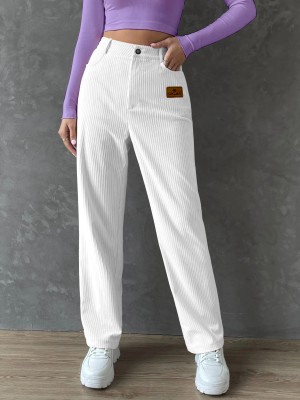 Rajovati Loose Fit Women White Trousers