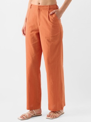 The Souled Store Regular Fit Women Orange Trousers