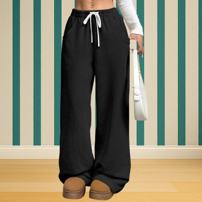 Jenil Fashion Relaxed Women Black Trousers