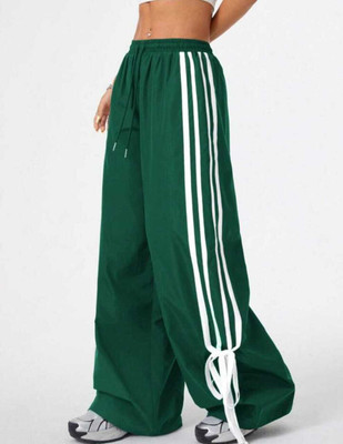 HR FASHION Striped Women Dark Green Track Pants