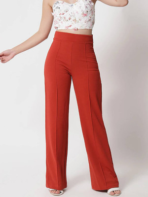XZEEZZ Regular Fit Women Red Trousers