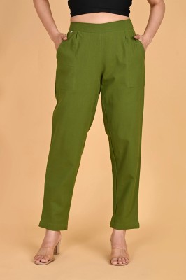 Oxinexx Regular Fit Women Light Green Trousers