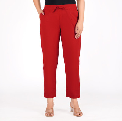 HOC Regular Fit Women Maroon Trousers