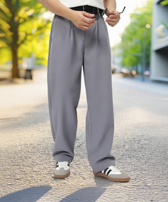 Urbano Fashion Loose Fit Men Grey Trousers