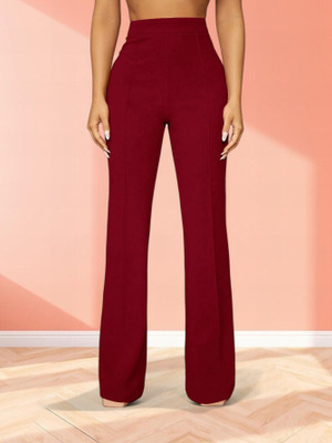 HouseOfCommon Regular Fit Women Maroon Trousers