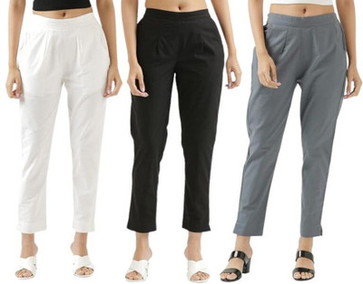 Dexus Regular Fit Women White, Black, Light Blue Trousers