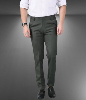 Kurus Slim Fit Men Green Trousers