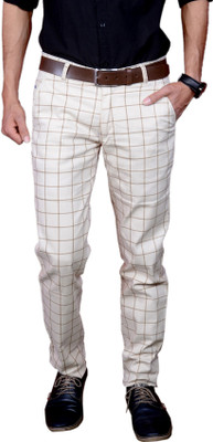 PROTOCOL Slim Fit Men Cream Trousers