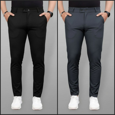 ATLAS Comfort Fit Men Black Trousers