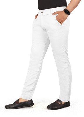 radhe creation Regular Fit Men White Trousers