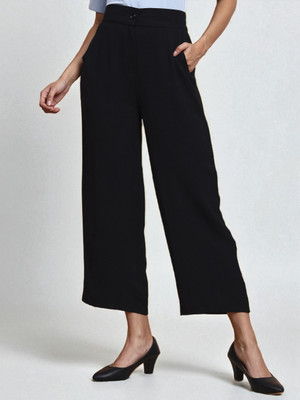 fithub Regular Fit Women Black Trousers