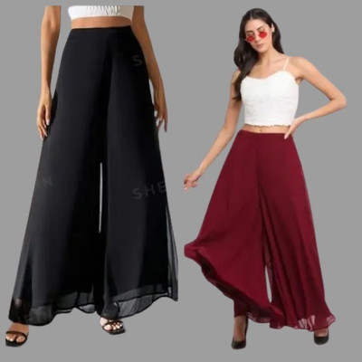 MANIJAYFAB Regular Fit Women Maroon Trousers