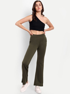 Broadstar Flared Women Green Trousers