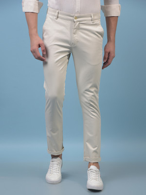 CRIMSOUNE CLUB Regular Fit Men Cream Trousers