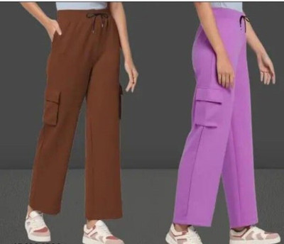 CitySquad Loose Fit Women Brown, Purple Trousers