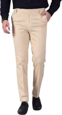 Kurus Slim Fit Men Beige Trousers