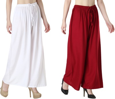 Tanushk Relaxed Women White, Maroon Trousers