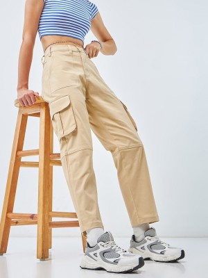 BEWAKOOF Regular Fit Women Brown Trousers