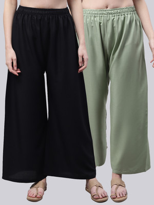 VALLES365 by S.c. Flared Women Green, Black Trousers