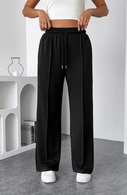 deslizar Loose Fit Women Black Trousers