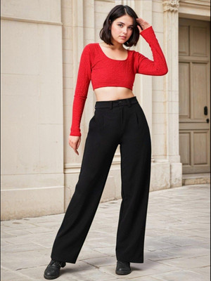 KOTTY Regular Fit Women Black Trousers