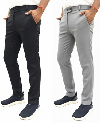Vought Vick Straight Fit Men Grey, Black Trousers