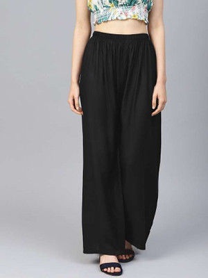 GOODZHUB Regular Fit Women Black Trousers