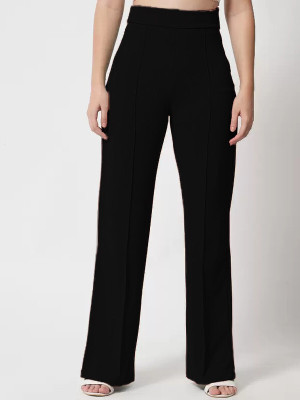 ZEDZE ZILATO Regular Fit Women Black Trousers