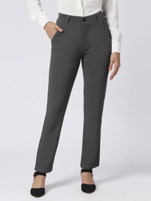 fithub Skinny Fit Women Grey Trousers