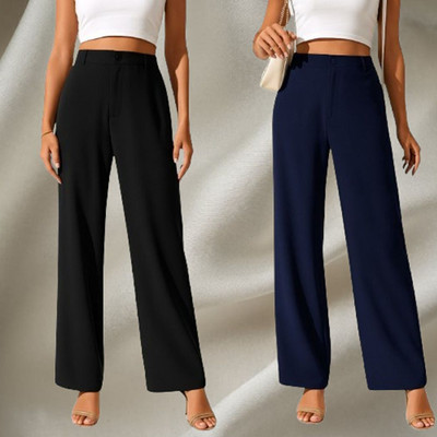 KARIMA INETERNATIONAL Regular Fit Women Maroon, Black Trousers