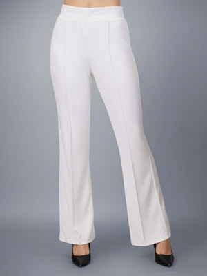 Plus Size Comfort Fit Women White Trousers