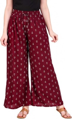 SHAJOC Relaxed, Regular Fit, Flared Women Maroon Trousers