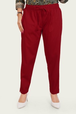 Cotton Culture Regular Fit Women Maroon Trousers