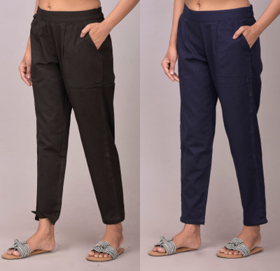Tanusiya Regular Fit Women Black, Blue Trousers