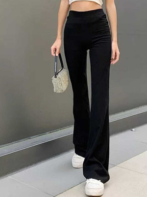 NEXT ONE Flared Women Black Trousers