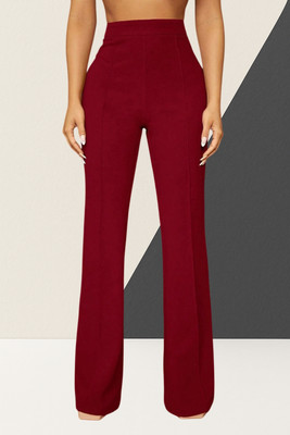 SKD TRENDZ Comfort Fit, Regular Fit Women Maroon Trousers