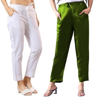 Hendygraph Regular Fit Women White, Green Trousers