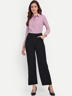 Broadstar Loose Fit Women Black Trousers