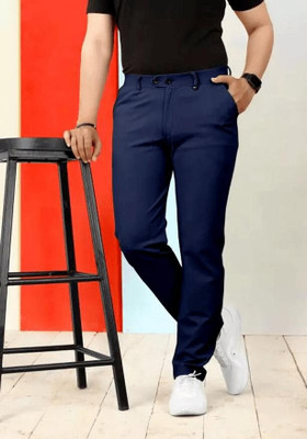 PTC CREATION Regular Fit Men Dark Blue Trousers